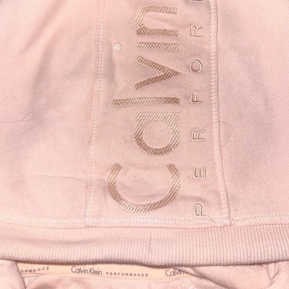 Calvin Klein Performance Pink Hoodie Black Side Stripe Logo Hood Sweatshirt L - Picture 3 of 10